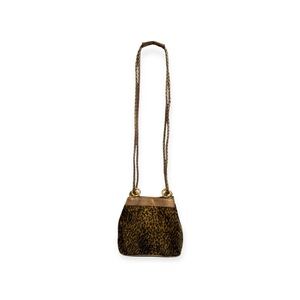 Tiannl ✽ Faux Fur Crossbody Handbag ✽ Animal Print ✽ Vegan Gold Metal Snakeskin
